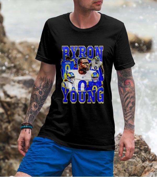 Byron Young Los Angeles Rams Picture Collage T-Shirt