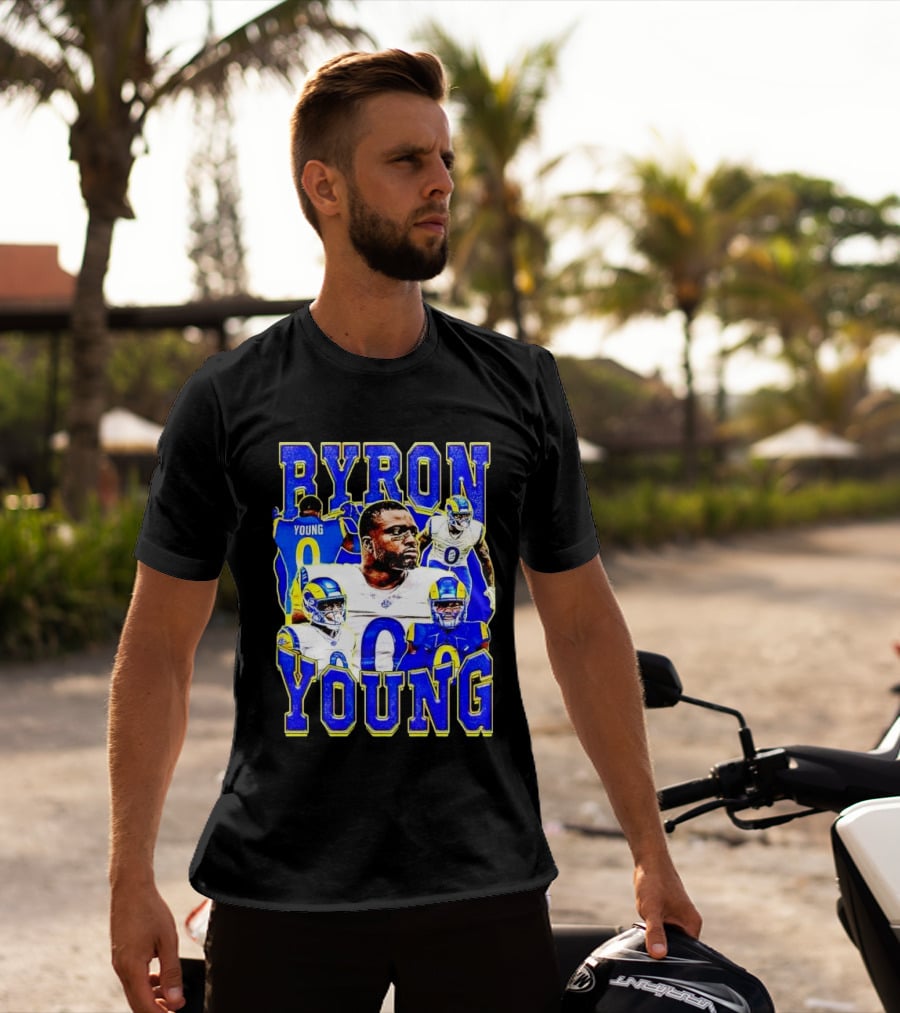 Byron Young Los Angeles Rams Picture Collage T-Shirt