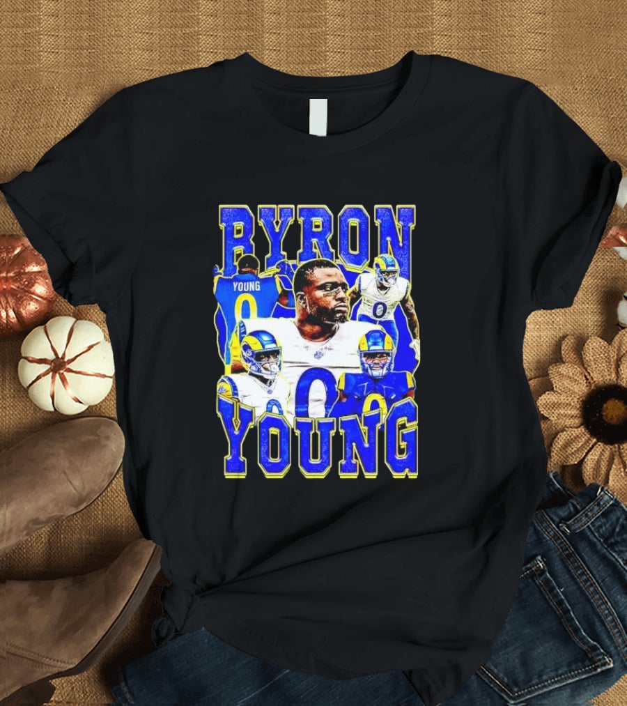 Byron Young Los Angeles Rams Picture Collage T-Shirt