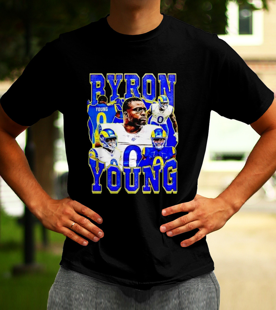 Byron Young Los Angeles Rams Picture Collage T-Shirt