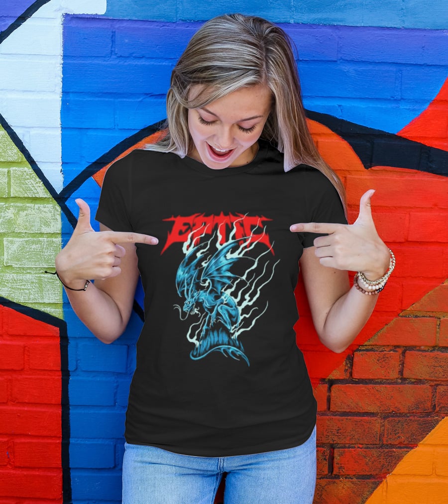 Eptic Blue Dragon Flame Art Collaboration With Yara Noe T-Shirt