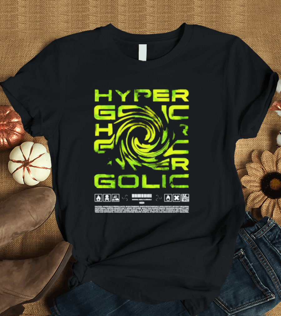 HYPERGOLIC SAFETY WARNING SYMBOLS SWIRL TEXT T-Shirt