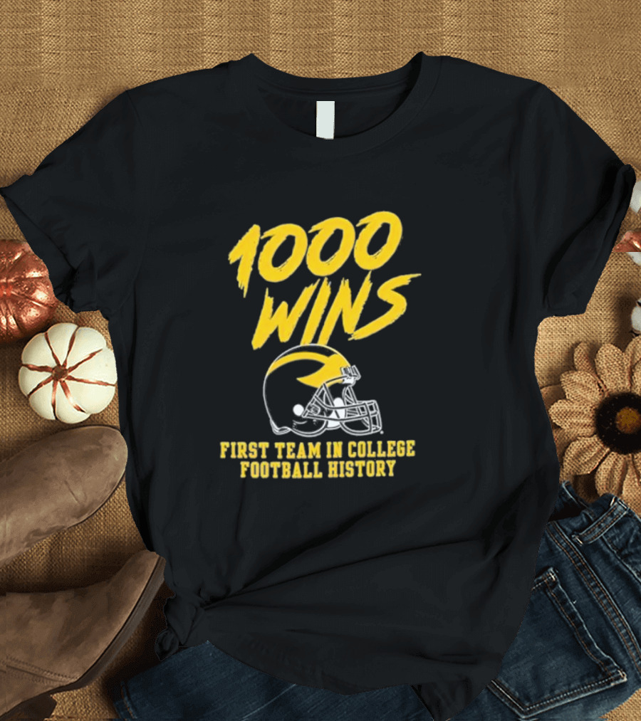 Michigan Wolverines 1000 Wins First Team In College Football History Helmet T-Shirt
