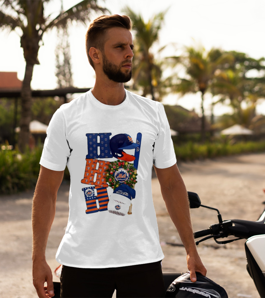 New York Mets Ho Ho Ho Merry Christmas Mets Baseball Holiday T-Shirt
