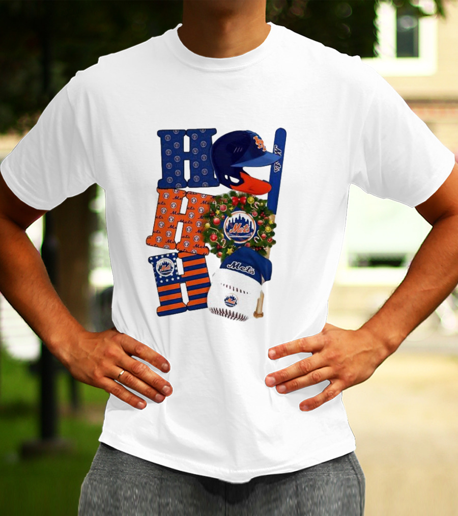 New York Mets Ho Ho Ho Merry Christmas Mets Baseball Holiday T-Shirt