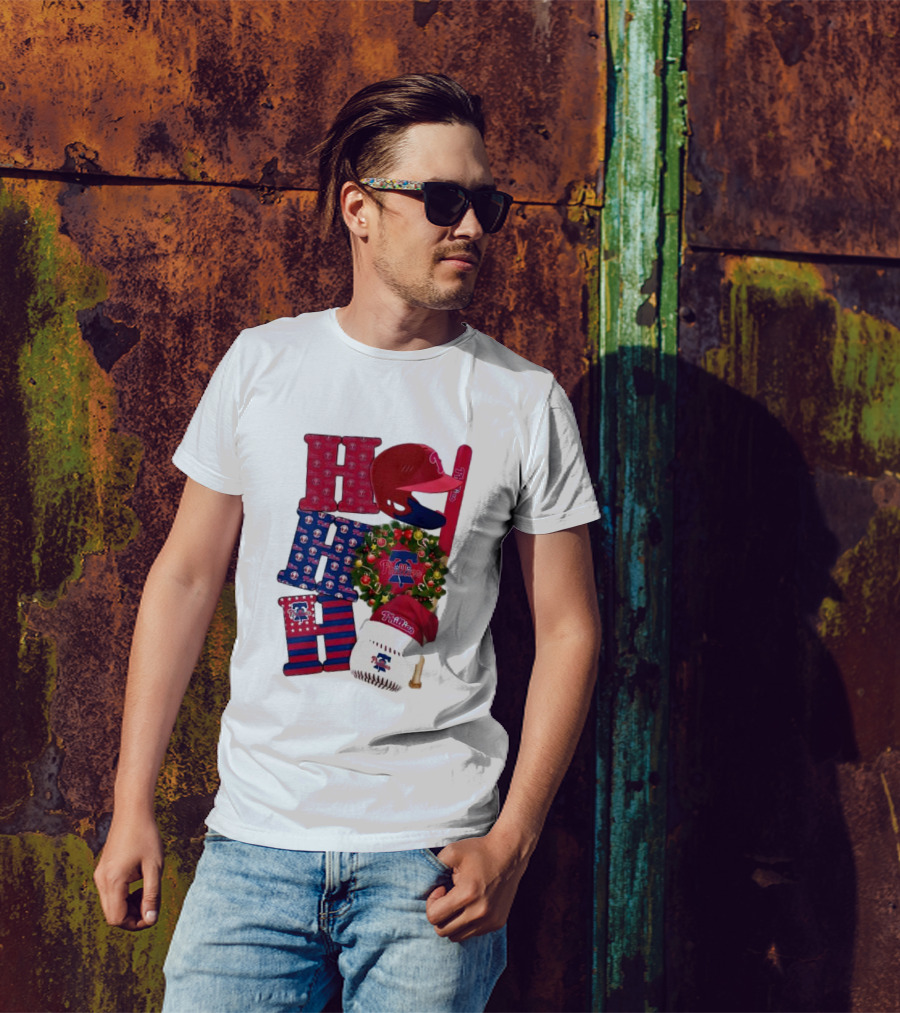 Philadelphia Phillies Ho Ho Ho Merry Christmas Sports Fan T-Shirt