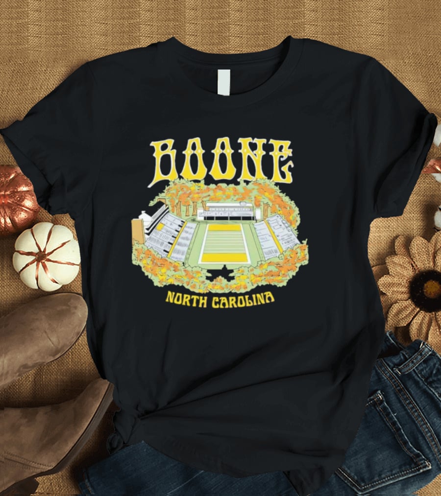 Boone North Carolina Stadium Football Field Autumn Leaves T-Shirt