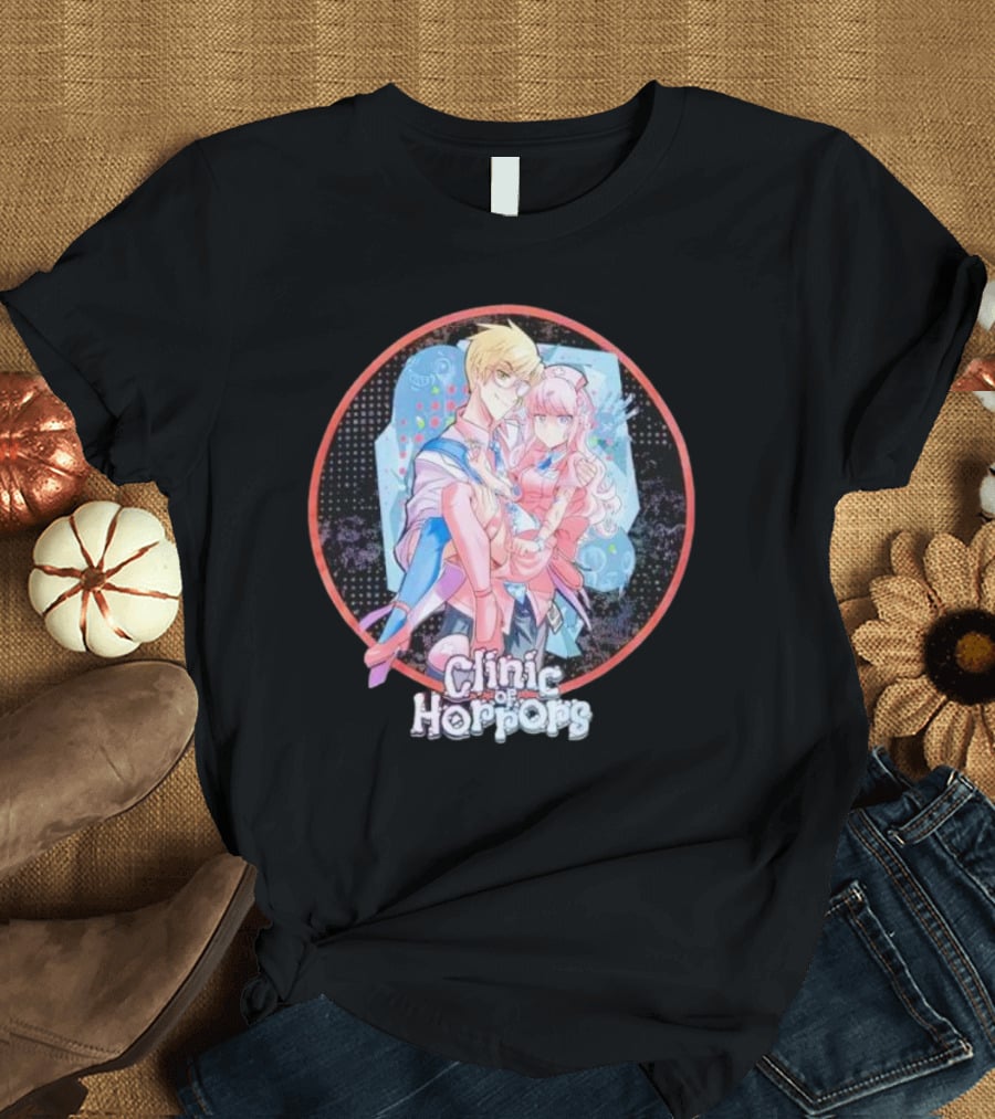 Clinic Of Horrors Anime Characters In Pink And Blue Circle T-Shirt