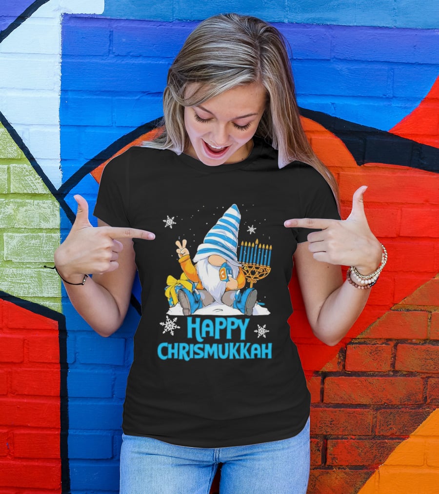 Happy Chrismukkah Gnome Menorah Snowflakes T-Shirt