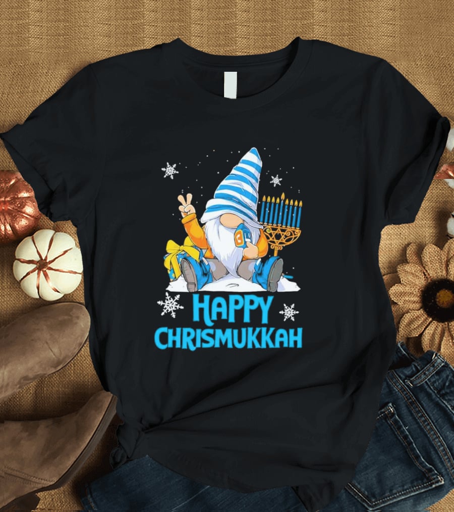 Happy Chrismukkah Gnome Menorah Snowflakes T-Shirt