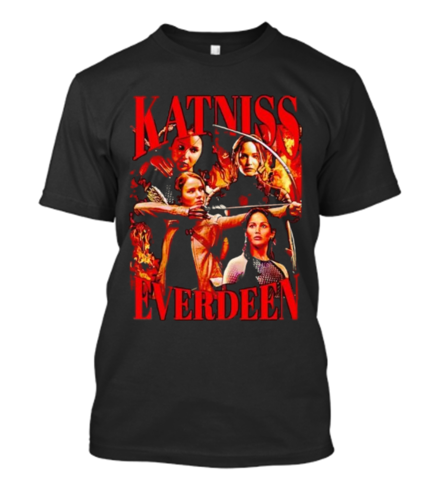 Katniss Everdeen Fiery Bow And Arrow Montage T-Shirt