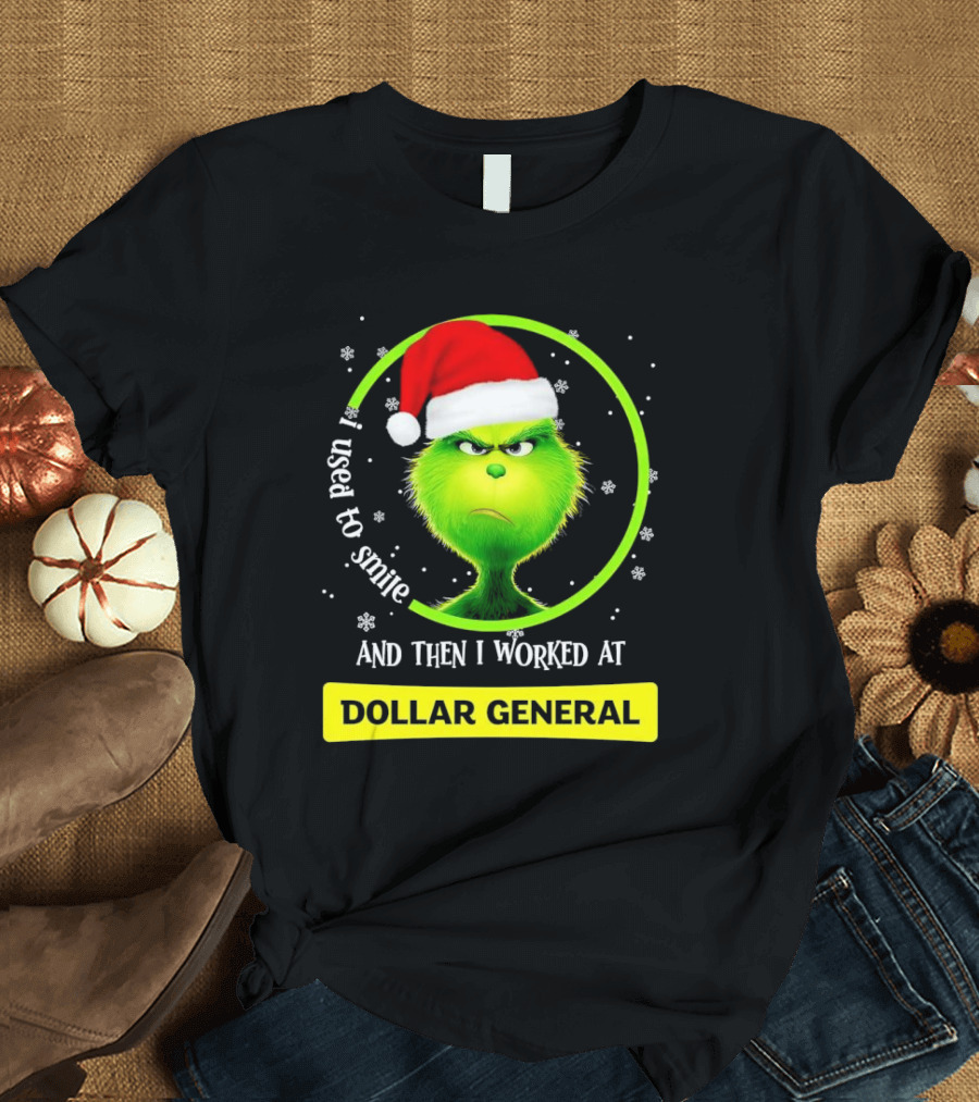 Santa Grinch I Used To Smile And Then I Worked At Dollar General Christmas T-Shirt