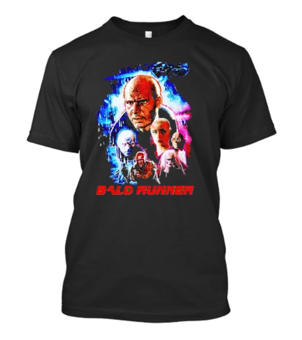 Bald Runner Sci-Fi Parody Character Montage T-Shirt