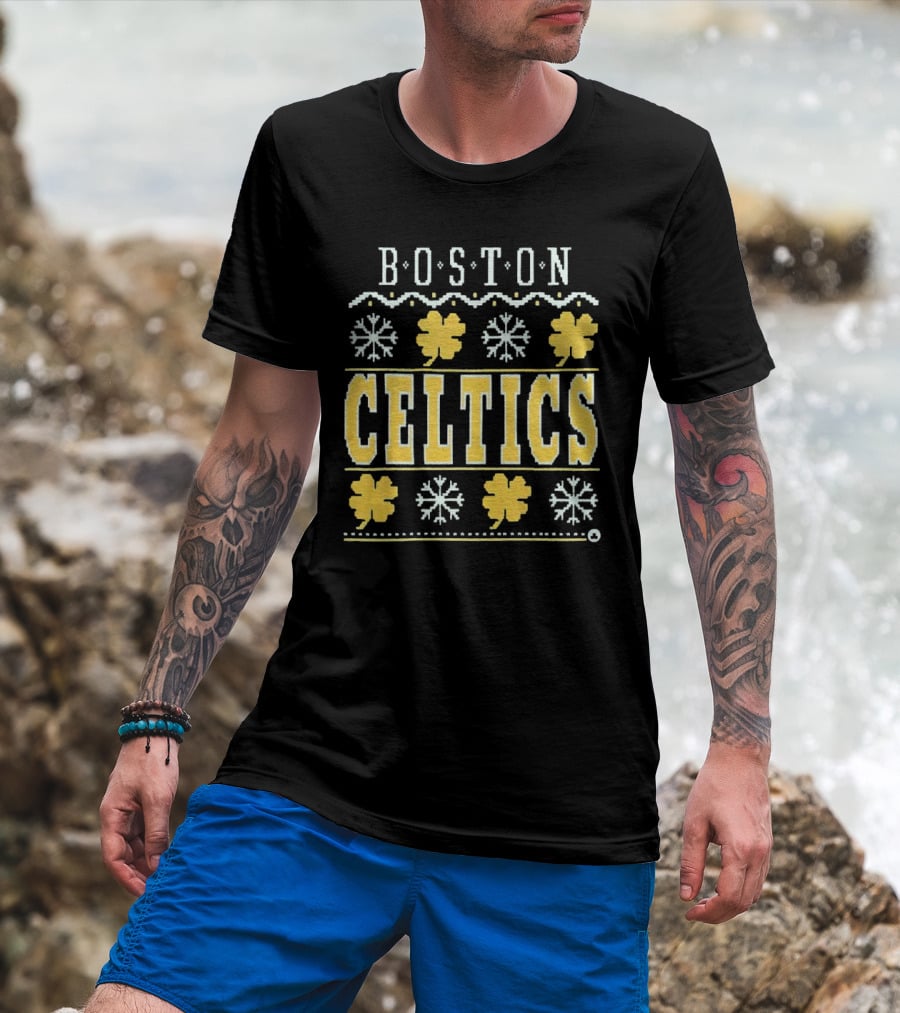 Boston Celtics Snowflakes And Shamrocks T-Shirt