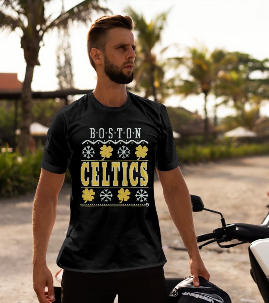 Boston Celtics Snowflakes And Shamrocks T-Shirt