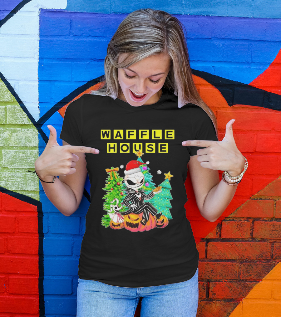 Waffle House Jack Skellington Christmas Tree Pumpkin T-Shirt