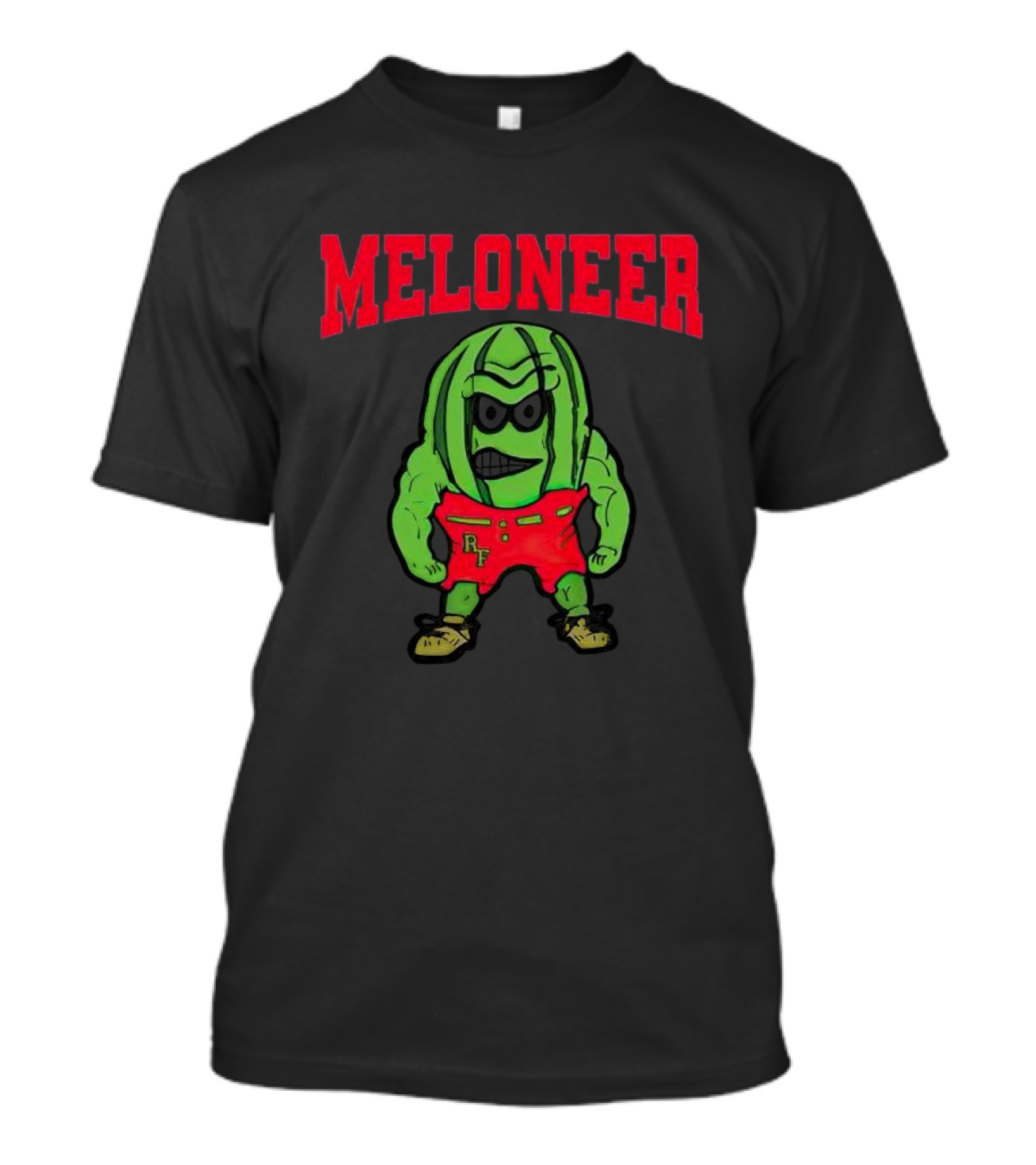 Rocky Ford Meloneer RF Green Character In Red Shorts T-Shirt