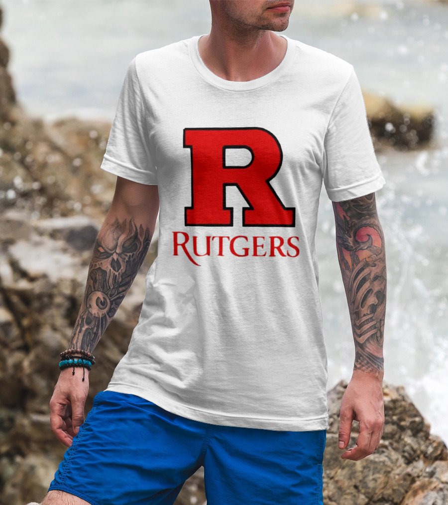 Rutgers University Red R Icon With Text T-Shirt
