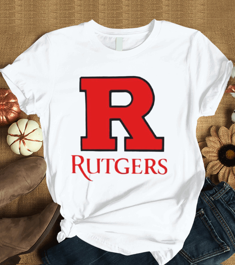 Rutgers University Red R Icon With Text T-Shirt