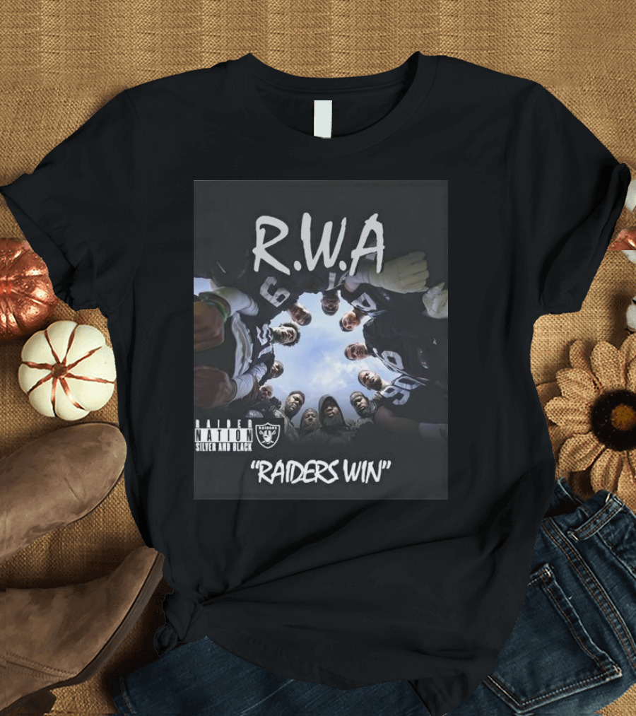 RWA Raider Nation Silver And Black Raiders Win T-Shirt