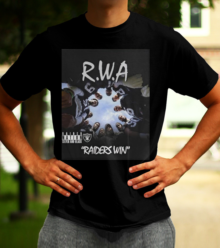 RWA Raider Nation Silver And Black Raiders Win T-Shirt