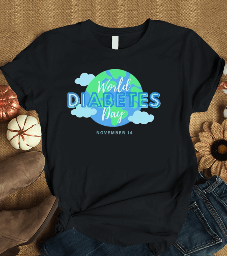 World Diabetes Day November 14 Earth And Clouds T-Shirt