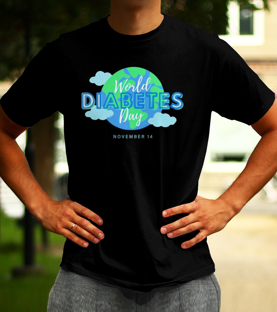 World Diabetes Day November 14 Earth And Clouds T-Shirt