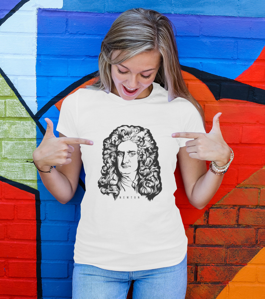Newton Monochrome Portrait With Curling Hair T-Shirt