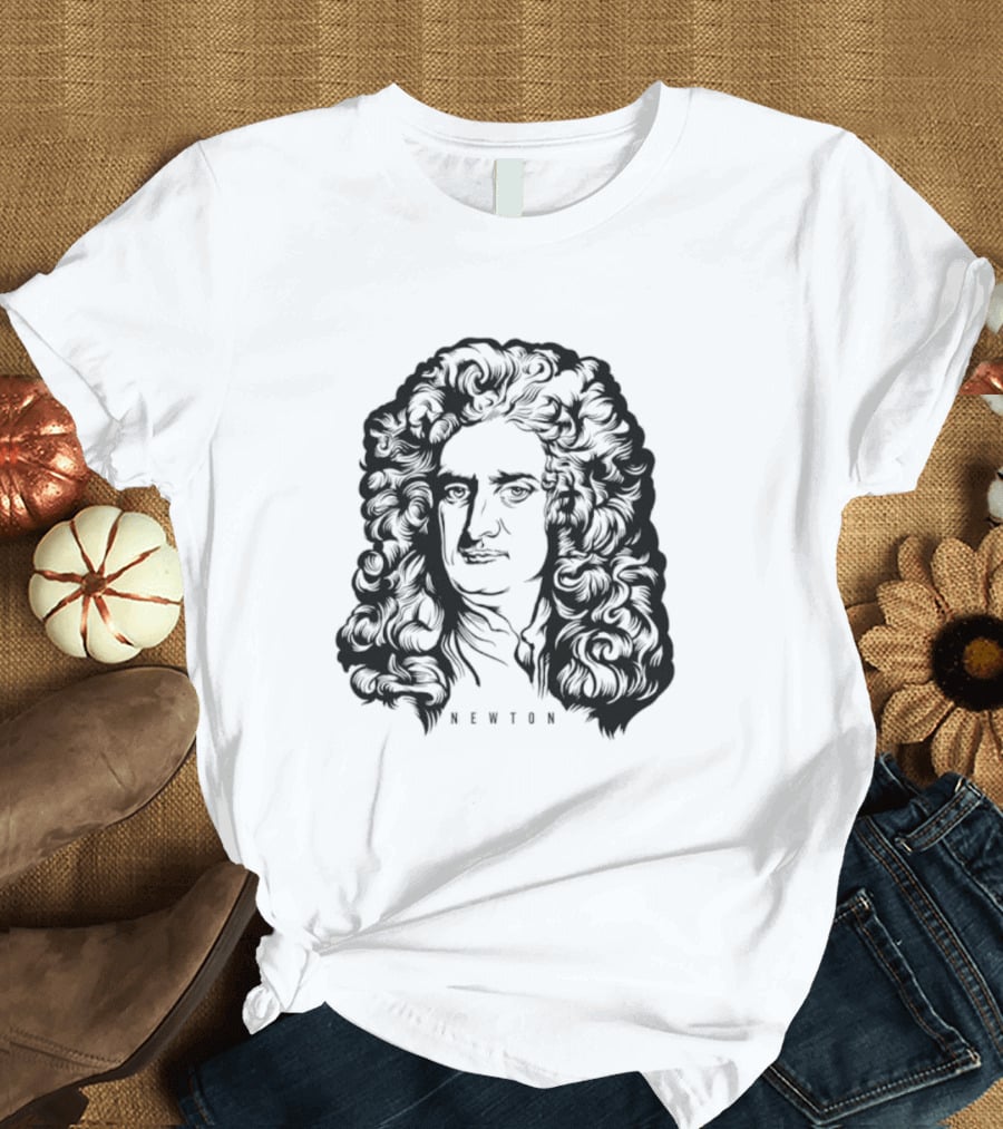 Newton Monochrome Portrait With Curling Hair T-Shirt