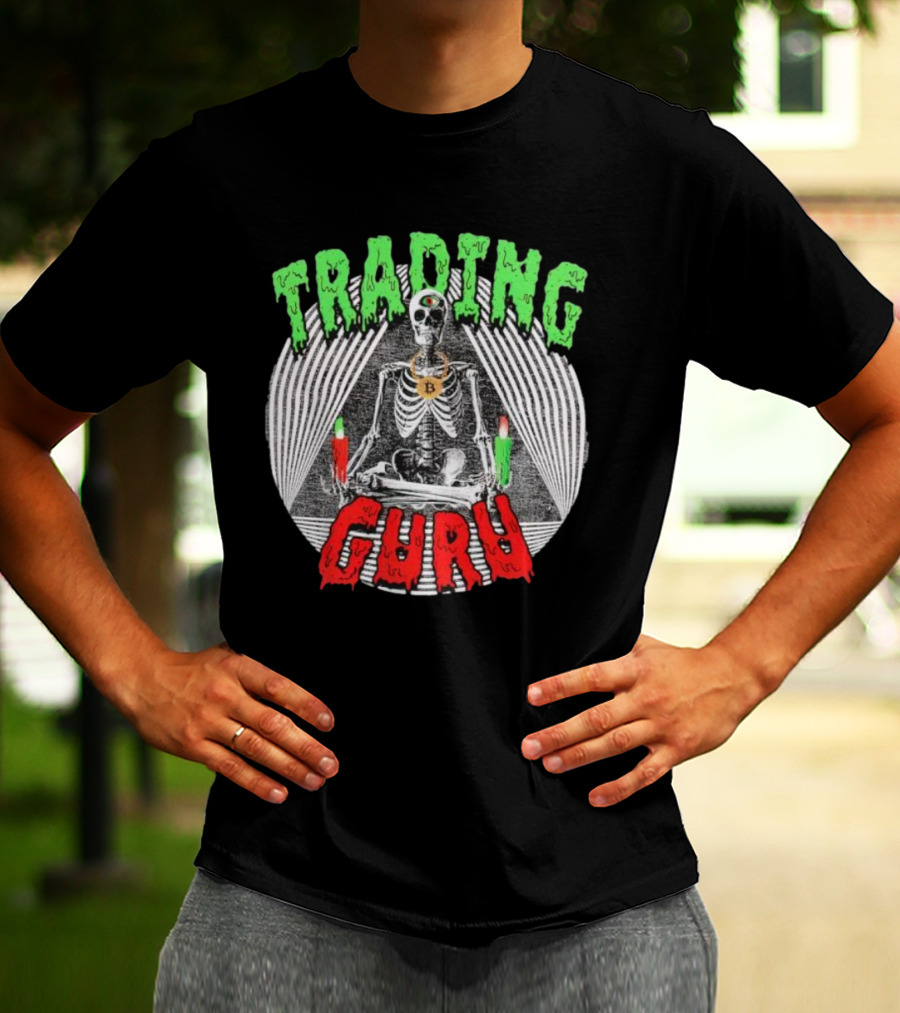 Trading Guru Skeleton Cryptocurrency Candles T-Shirt
