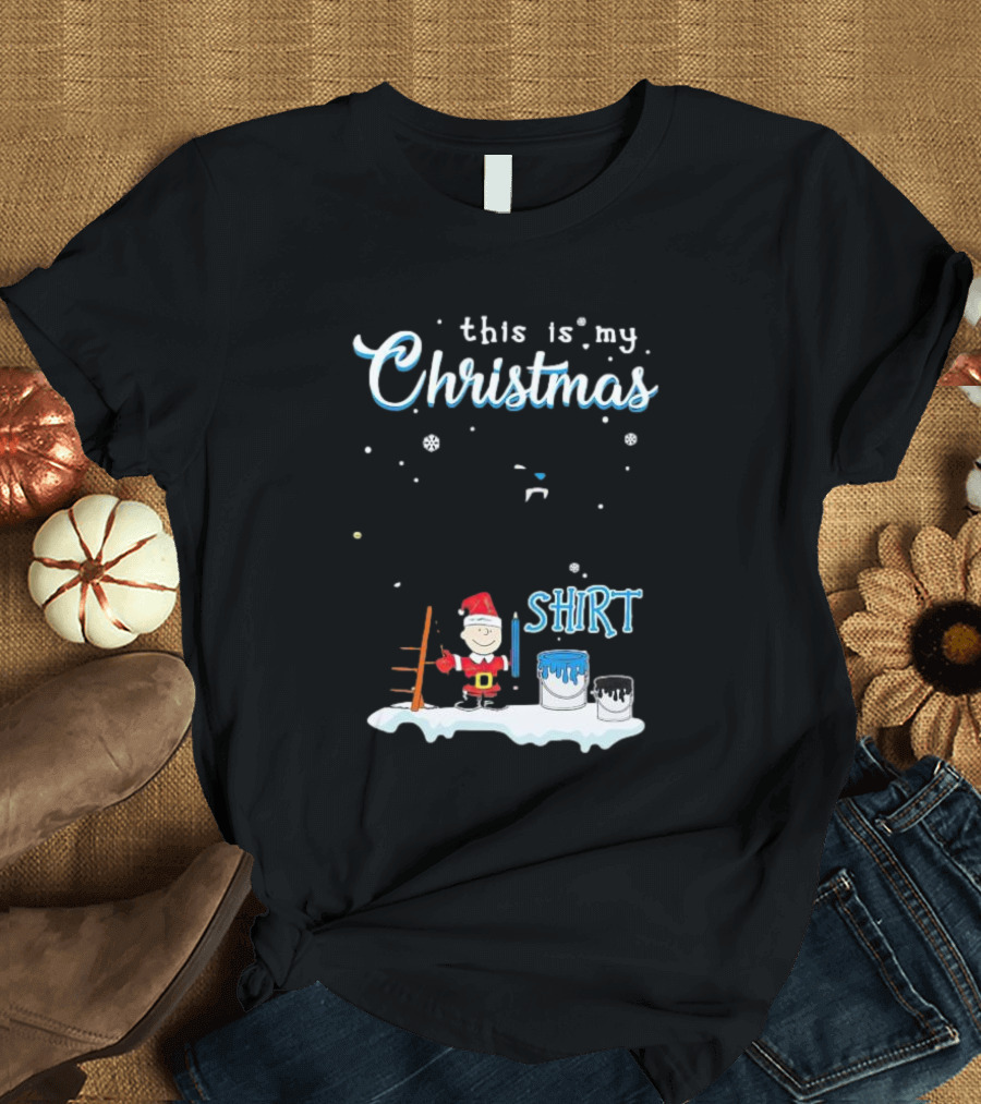 Snoopy And Charlie Brown This Is My Christmas Carolina Panthers T-Shirt