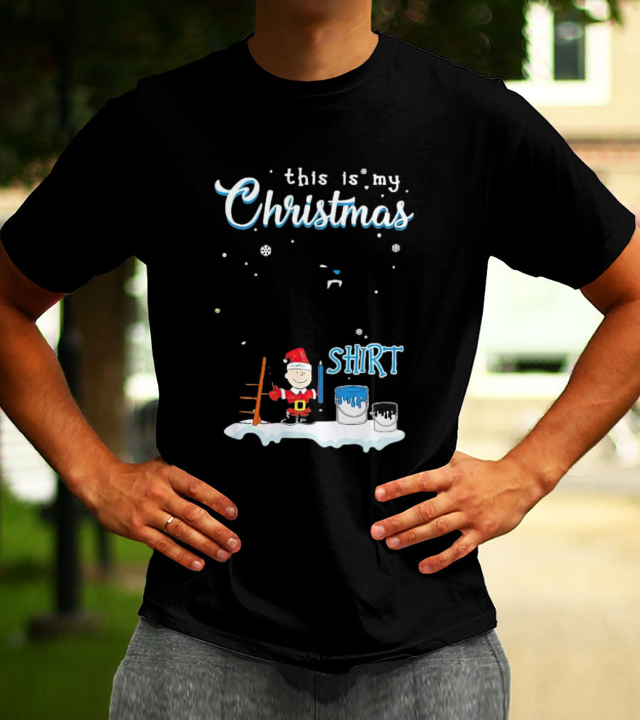 Snoopy And Charlie Brown This Is My Christmas Carolina Panthers T-Shirt