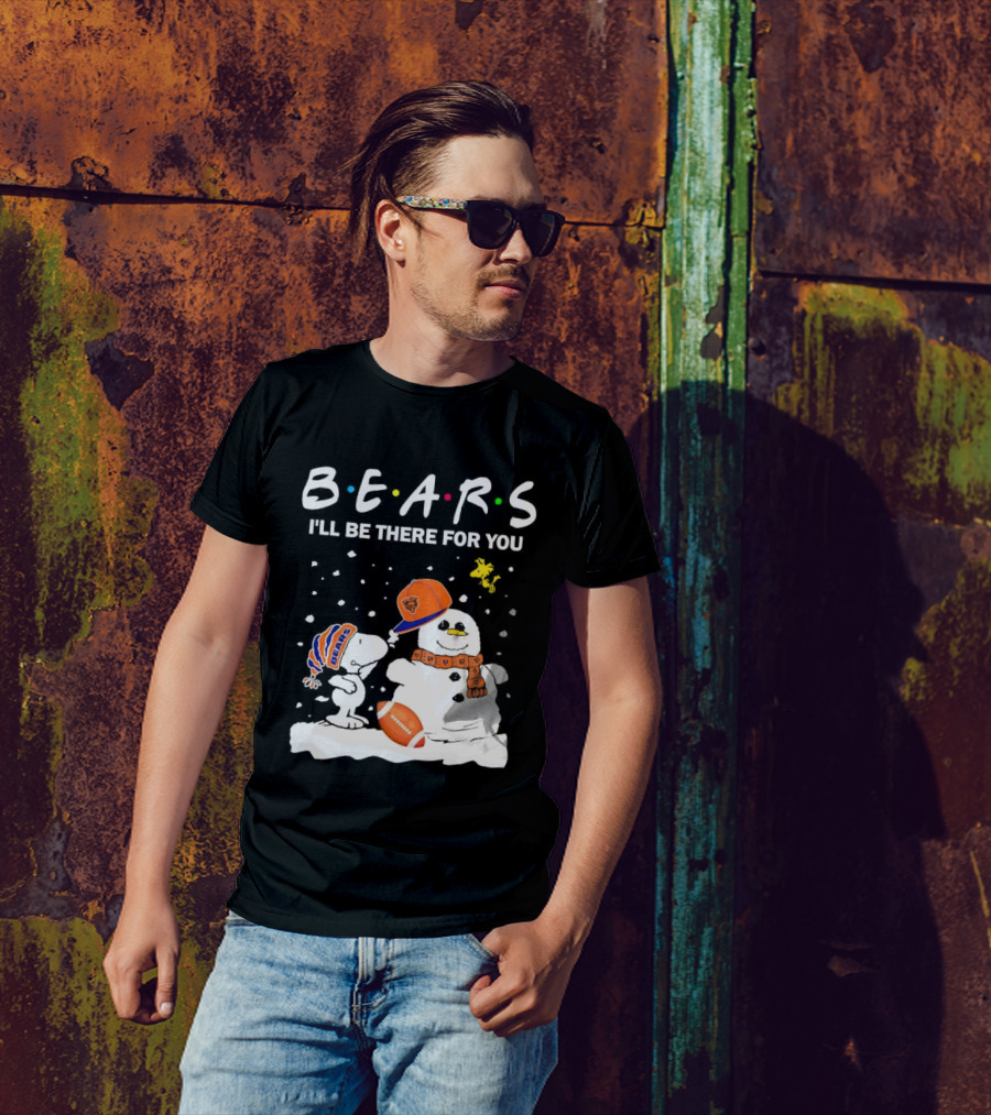 Snoopy And Snowman Chicago Bears I'll Be There For You Christmas Football T-Shirt