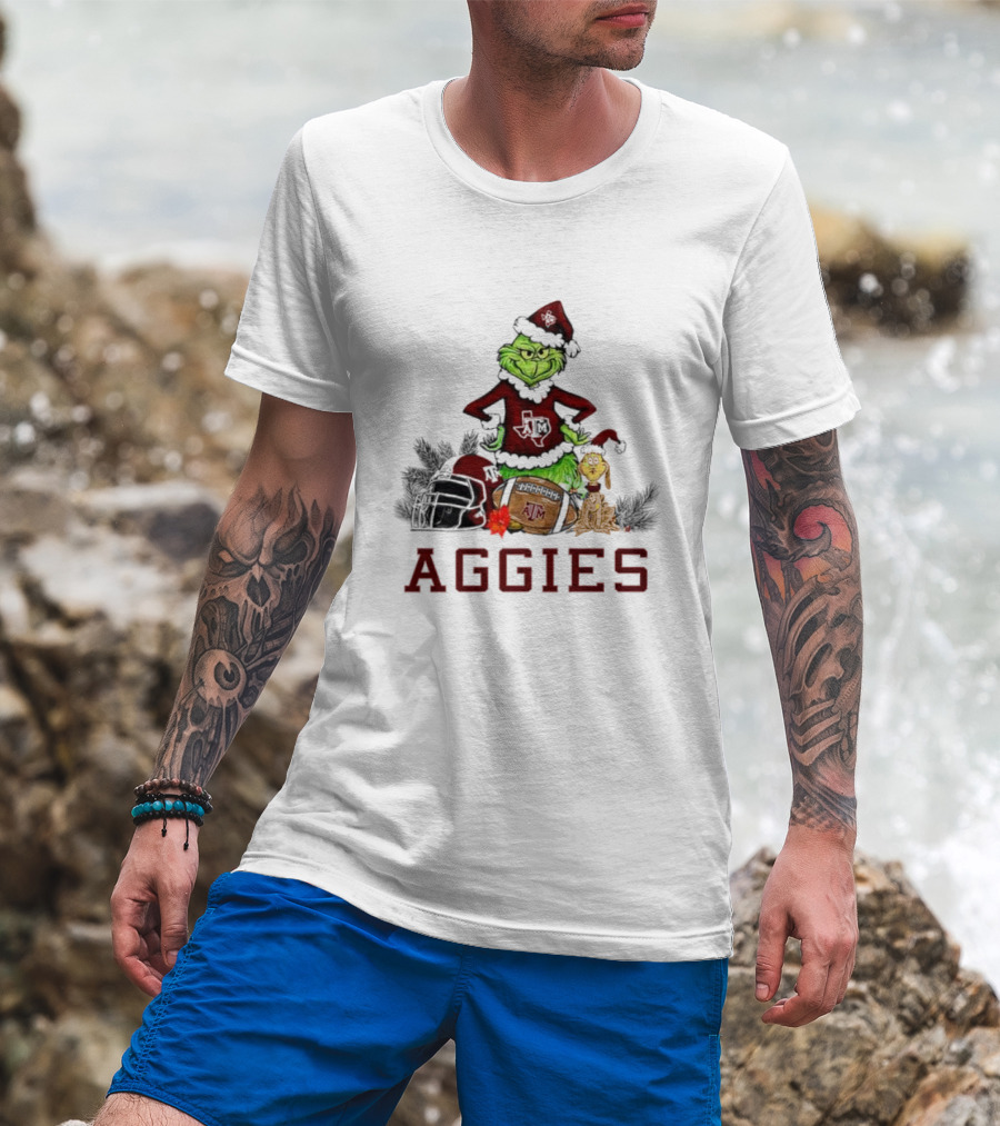Texas A&M Aggies Grinch Max Dog Christmas Football Humor T-Shirt