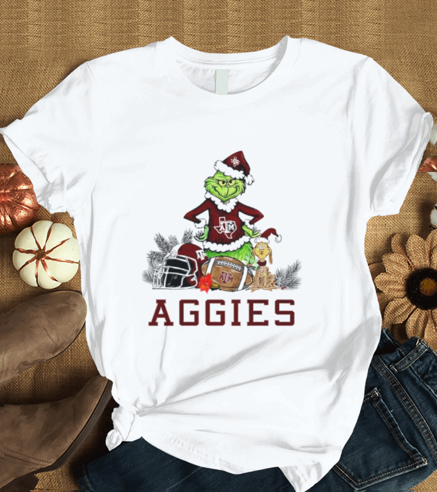 Texas A&M Aggies Grinch Max Dog Christmas Football Humor T-Shirt