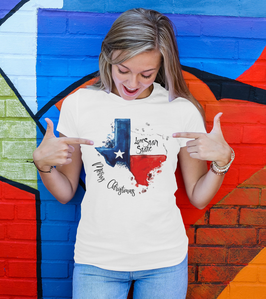 Texas Flag Lone Star State Merry Christmas T-Shirt