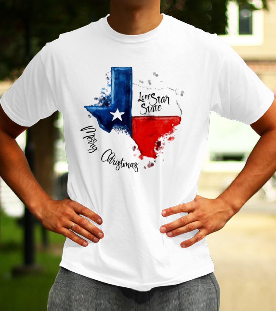 Texas Flag Lone Star State Merry Christmas T-Shirt