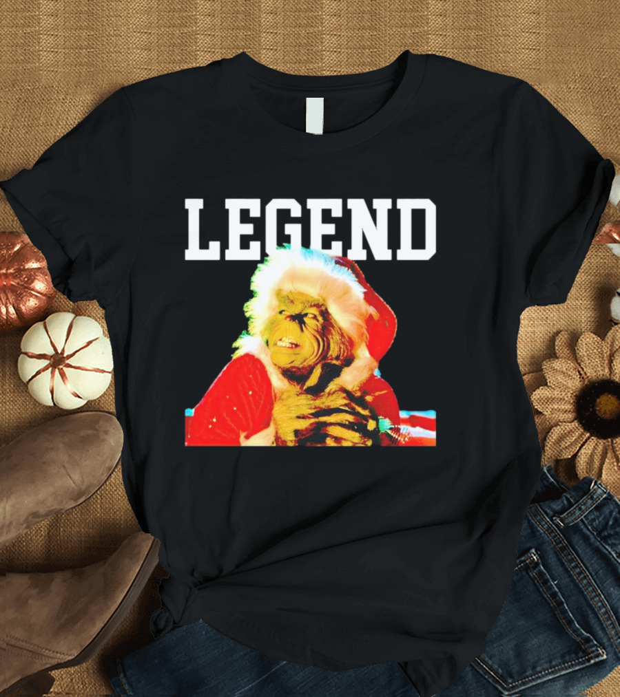 Grinch In Santa Outfit With Legend Text Christmas T-Shirt