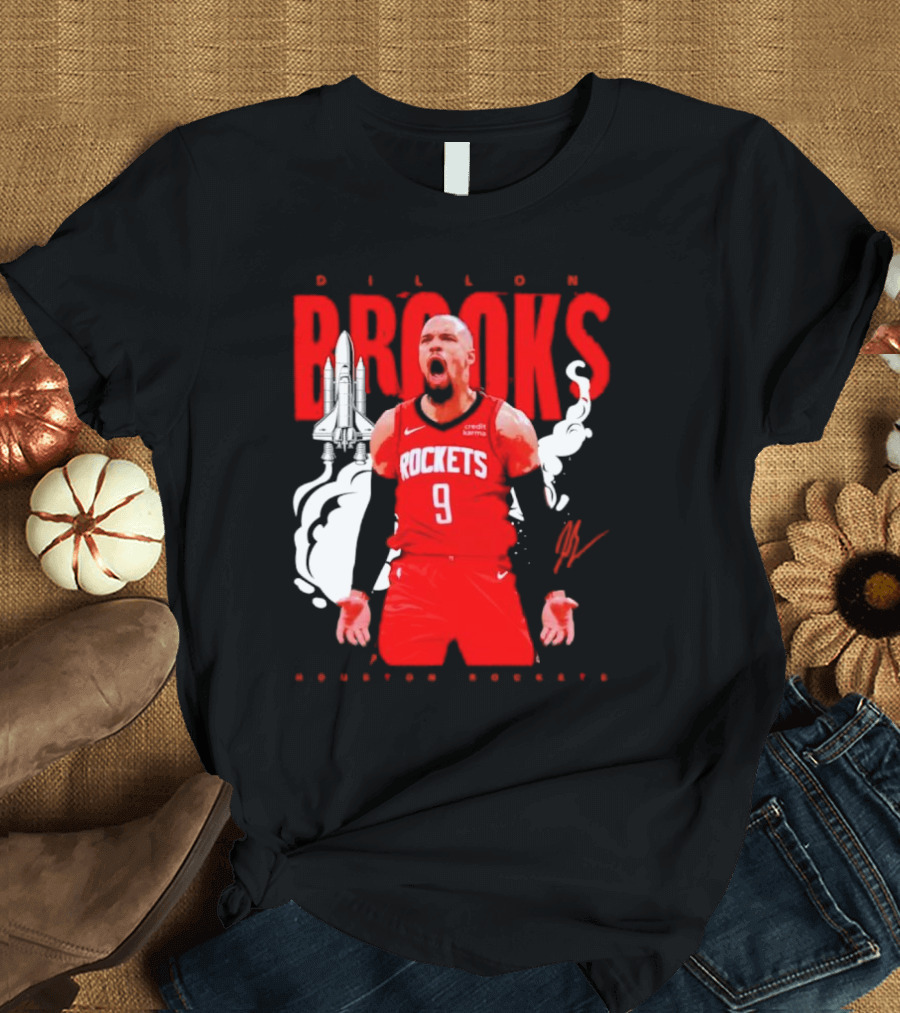 Dillon Brooks Rockets 9 Signature Houston Space T-Shirt