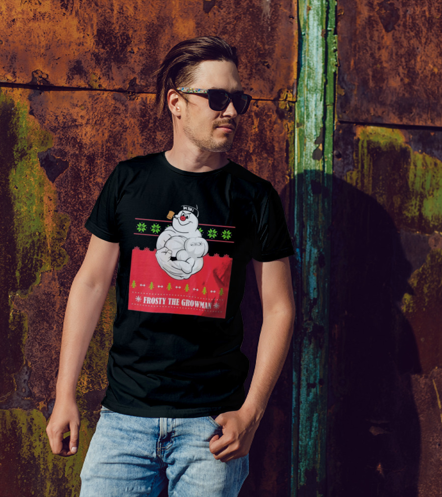 Frosty The Growman Christmas Bodybuilder Snowman T-Shirt