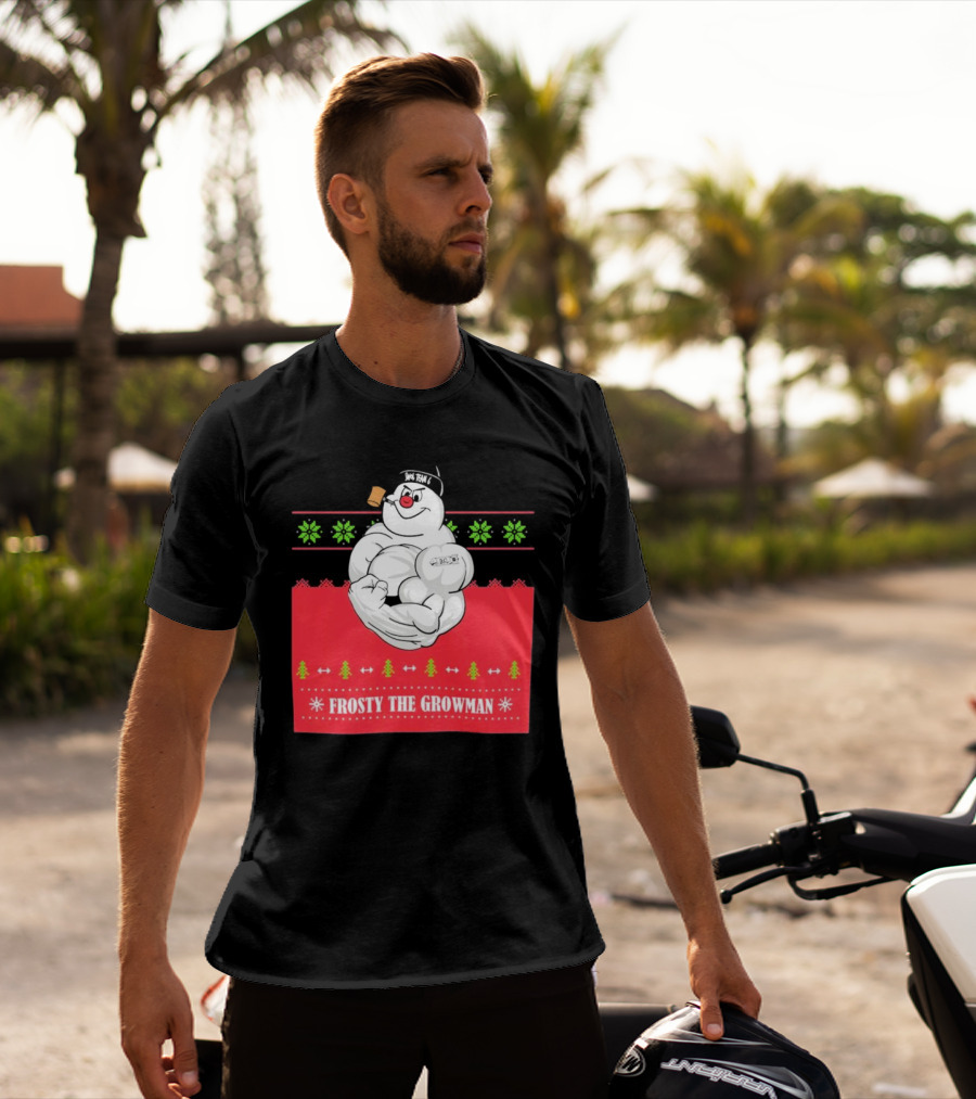 Frosty The Growman Christmas Bodybuilder Snowman T-Shirt