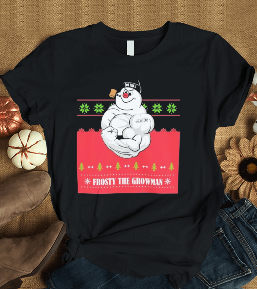 Frosty The Growman Christmas Bodybuilder Snowman T-Shirt