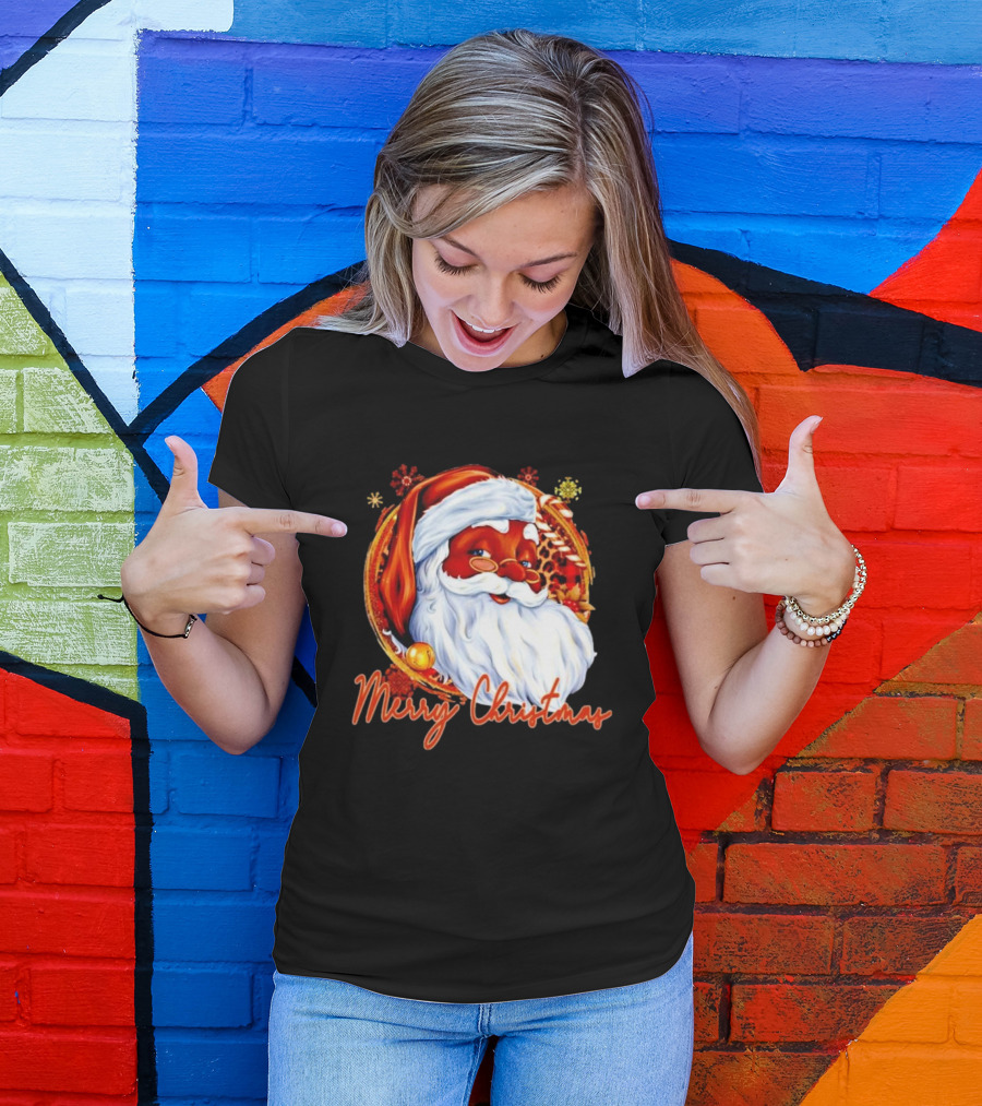 Handsome Black Santa Merry Christmas Festive Joyful Santa Image T-Shirt