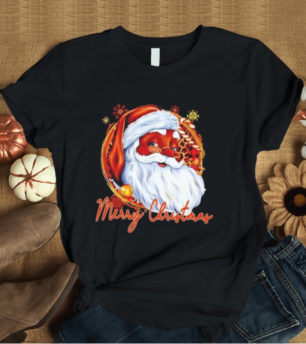 Handsome Black Santa Merry Christmas Festive Joyful Santa Image T-Shirt