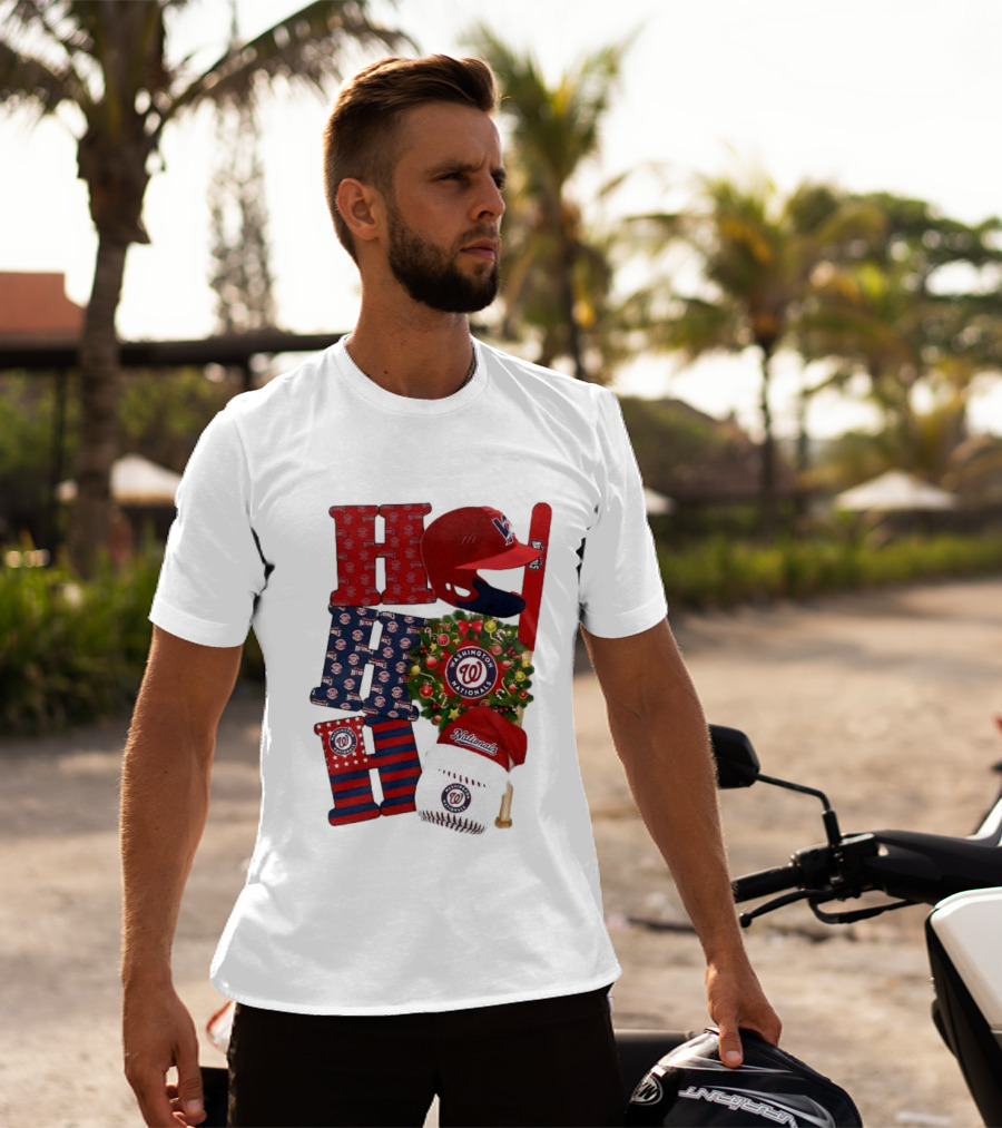 Washington Nationals Ho Ho Ho Merry Christmas Baseball Festive T-Shirt