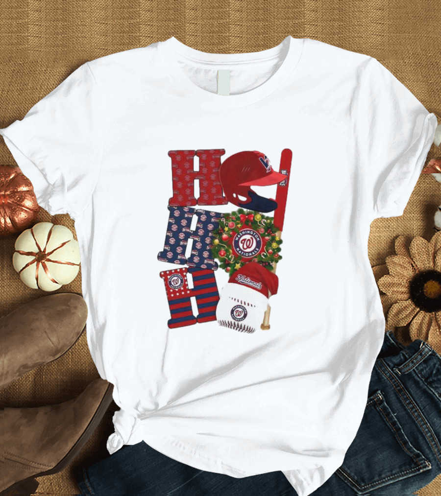 Washington Nationals Ho Ho Ho Merry Christmas Baseball Festive T-Shirt
