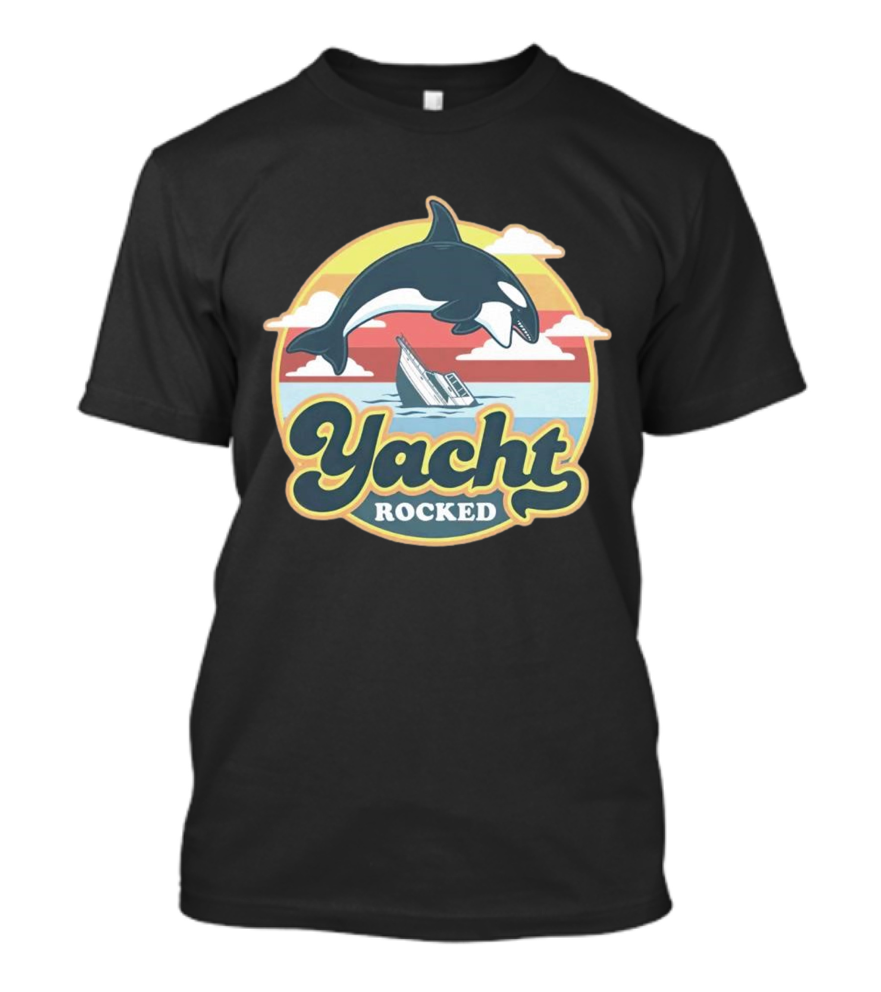 Yacht Rocked Whale Ocean Scene T-Shirt