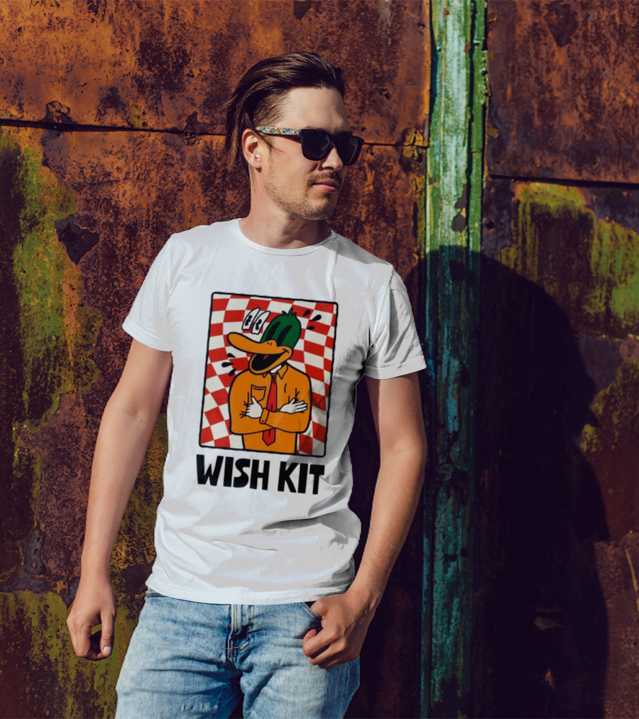 WISH KIT DUCK CHECKERED EYE POPPING CARTOON T-Shirt