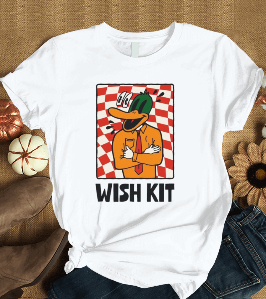 WISH KIT DUCK CHECKERED EYE POPPING CARTOON T-Shirt