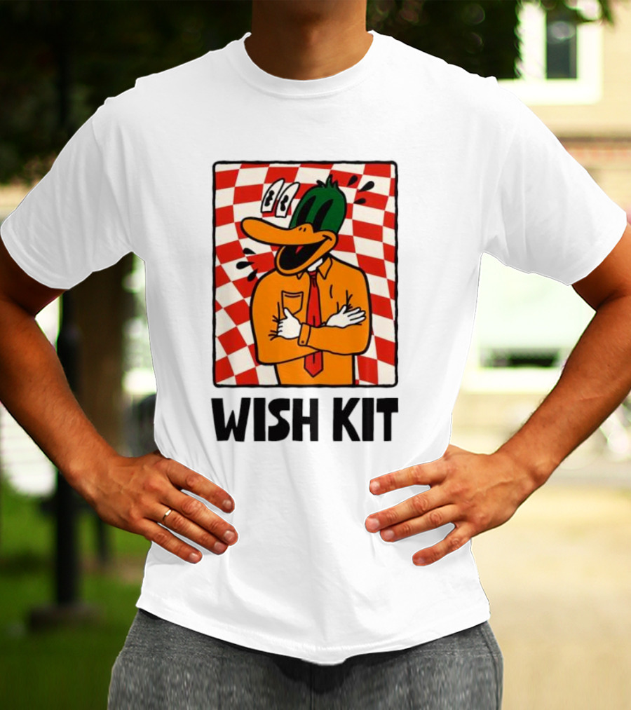 WISH KIT DUCK CHECKERED EYE POPPING CARTOON T-Shirt